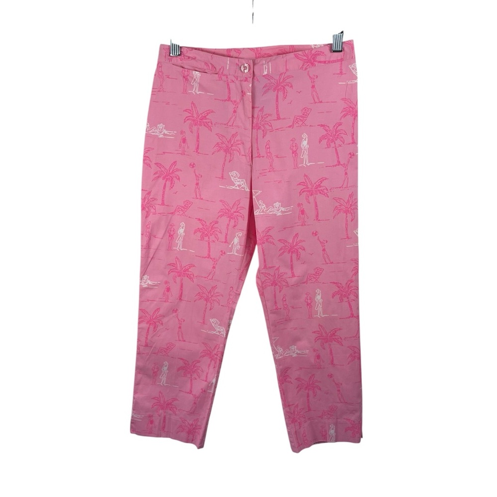 Lilly Pulitzer Vintage Pink Tropical Print Pants, Size 2 Petite‎